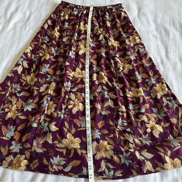 Vtg LL Bean Floral Pull On Midi Skirt Sz M Dark Cottagecore Peasant Y2K Boho - Picture 6 of 10